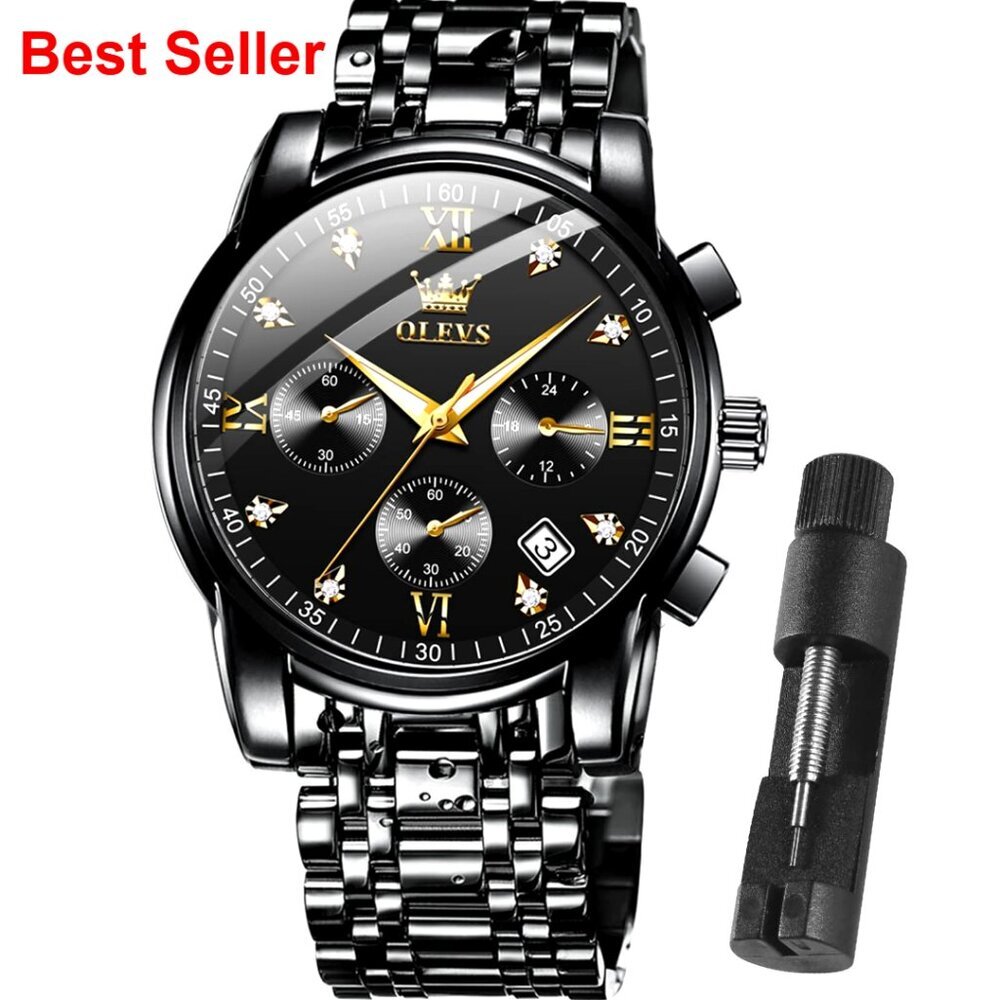 Stainless Steel Waterproof Quartz Analog Watch with Adjustable Bracelet